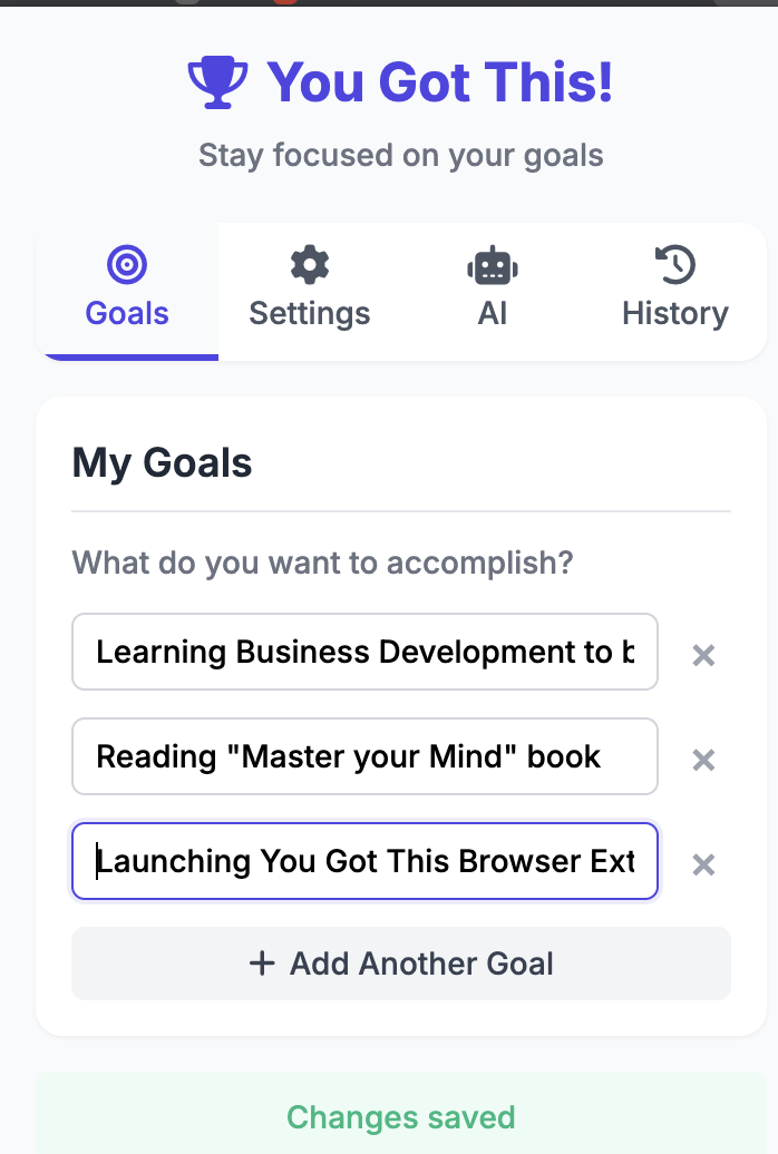 Goal Setting Interface